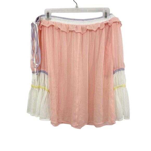 Lulumari Pink Sheer Off the Shoulder Flowy Top Peasant Fairy Whimsical - MEDIUM - Picture 2 of 7